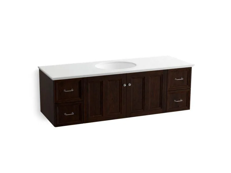 KOHLER K-99523-1WA Damask 60" wall-hung bathroom vanity cabinet with 2 doors and 4 drawers