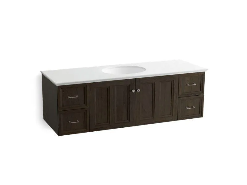 KOHLER K-99523-1WA Damask 60" wall-hung bathroom vanity cabinet with 2 doors and 4 drawers