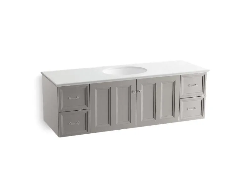 KOHLER K-99523-1WA Damask 60" wall-hung bathroom vanity cabinet with 2 doors and 4 drawers