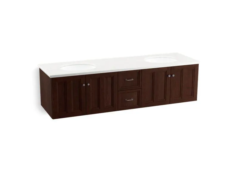 KOHLER K-99525-1WA Damask 72" wall-hung bathroom vanity cabinet with 4 doors and 2 drawers