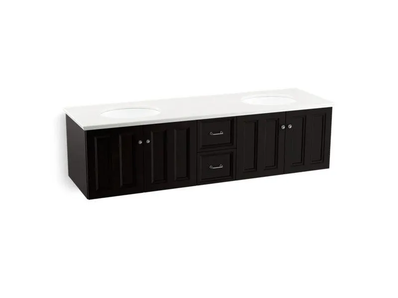 KOHLER K-99525-1WA Damask 72" wall-hung bathroom vanity cabinet with 4 doors and 2 drawers