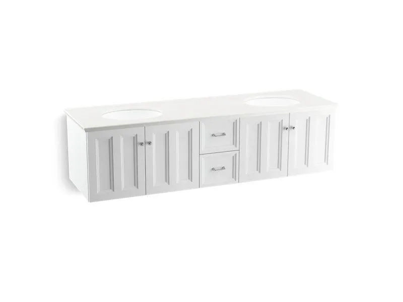 KOHLER K-99525-1WA Damask 72" wall-hung bathroom vanity cabinet with 4 doors and 2 drawers