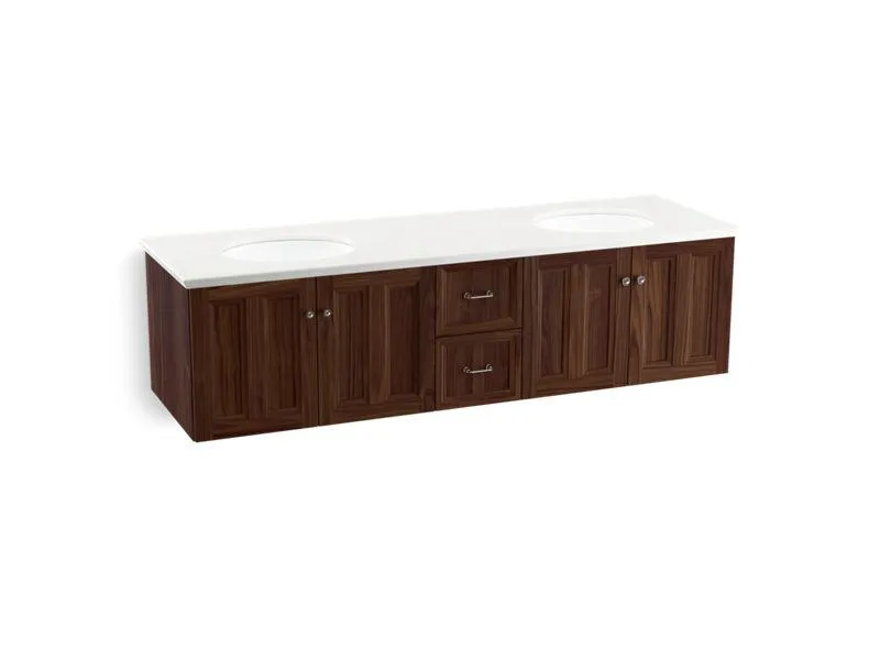 KOHLER K-99525-1WA Damask 72" wall-hung bathroom vanity cabinet with 4 doors and 2 drawers