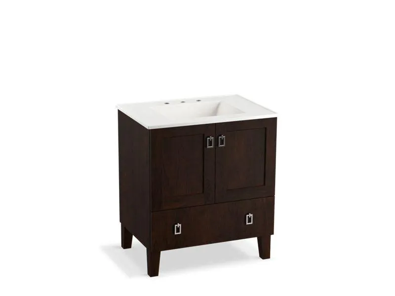 KOHLER K-99529-LG-1WA Poplin 30" bathroom vanity cabinet with legs, 2 doors and 1 drawer