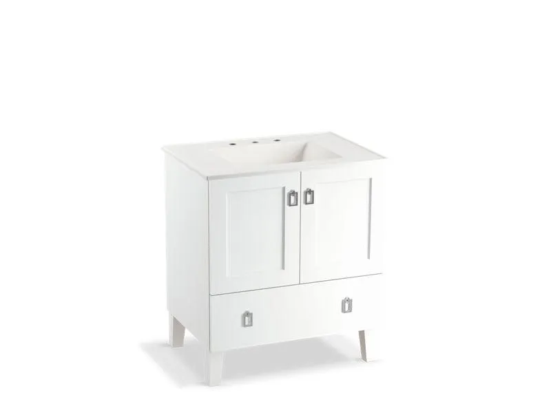 KOHLER K-99529-LG-1WA Poplin 30" bathroom vanity cabinet with legs, 2 doors and 1 drawer