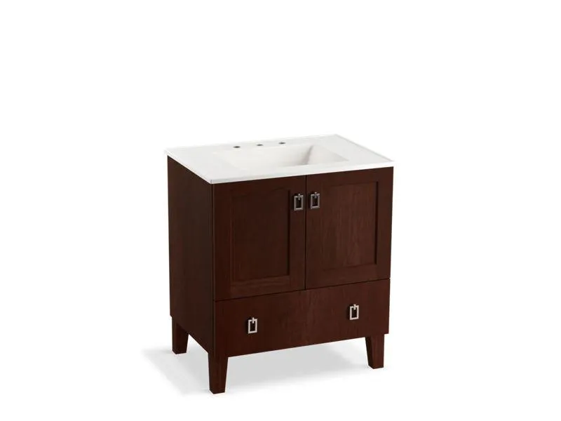 KOHLER K-99529-LG-1WA Poplin 30" bathroom vanity cabinet with legs, 2 doors and 1 drawer