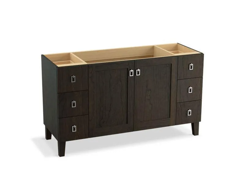 KOHLER K-99536-LG-1WA Poplin 60" bathroom vanity cabinet with legs, 2 doors and 6 drawers