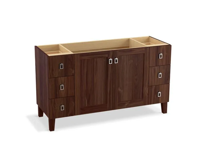 KOHLER K-99536-LG-1WA Poplin 60" bathroom vanity cabinet with legs, 2 doors and 6 drawers