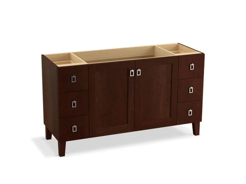 KOHLER K-99536-LG-1WA Poplin 60" bathroom vanity cabinet with legs, 2 doors and 6 drawers