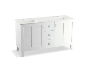 KOHLER K-99537-LGSD-1WA Poplin 60" bathroom vanity cabinet with legs, 2 doors and 3 drawers, split top drawer
