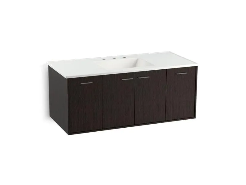 KOHLER K-99544-SD-1WA Jute 48" wall-hung bathroom vanity cabinet with 2 doors and 2 drawers, split top drawer