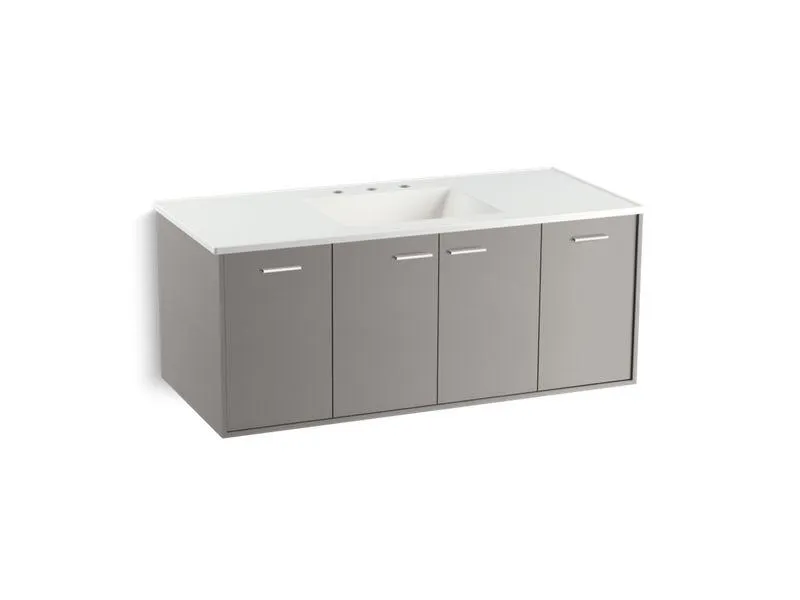 KOHLER K-99544-SD-1WA Jute 48" wall-hung bathroom vanity cabinet with 2 doors and 2 drawers, split top drawer