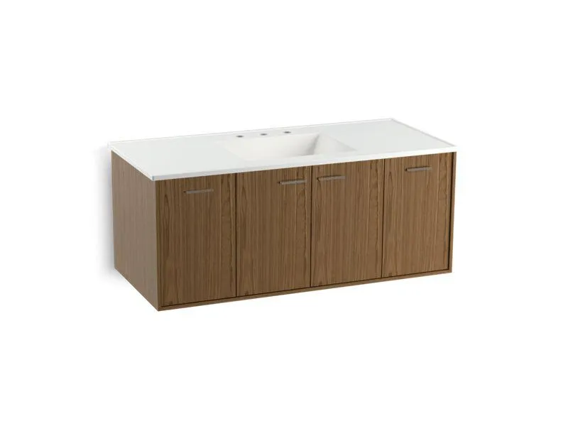 KOHLER K-99544-SD-1WA Jute 48" wall-hung bathroom vanity cabinet with 2 doors and 2 drawers, split top drawer