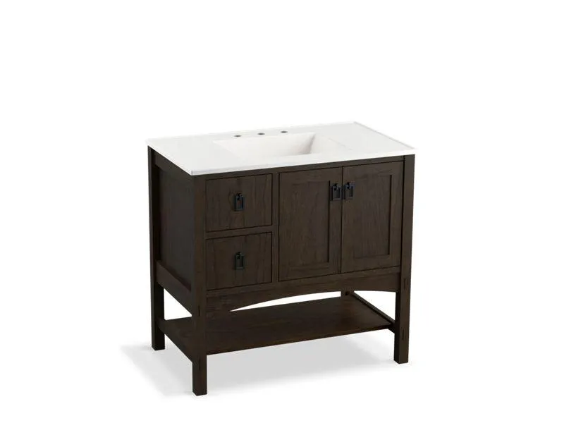 KOHLER K-99556-L-1WA Marabou 36" bathroom vanity cabinet with 2 doors and 2 drawers on left