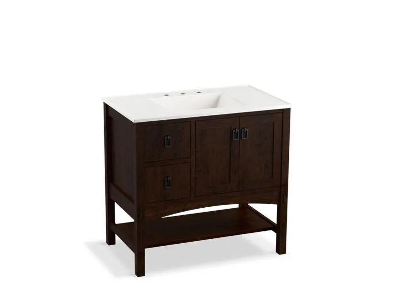 KOHLER K-99556-L-1WA Marabou 36" bathroom vanity cabinet with 2 doors and 2 drawers on left