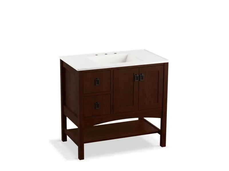 KOHLER K-99556-L-1WA Marabou 36" bathroom vanity cabinet with 2 doors and 2 drawers on left