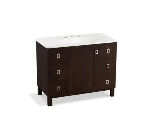 KOHLER K-99562-LG-1WA Poplin 42" bathroom vanity cabinet with legs, 1 door and 6 drawers