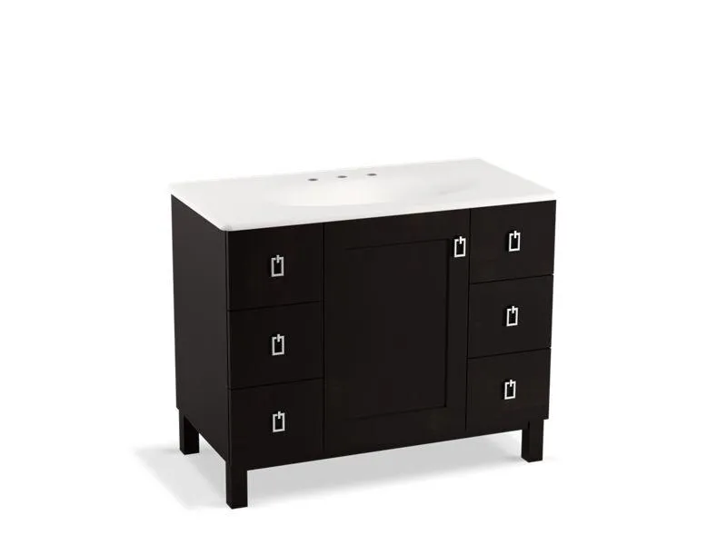 KOHLER K-99562-LG-1WA Poplin 42" bathroom vanity cabinet with legs, 1 door and 6 drawers