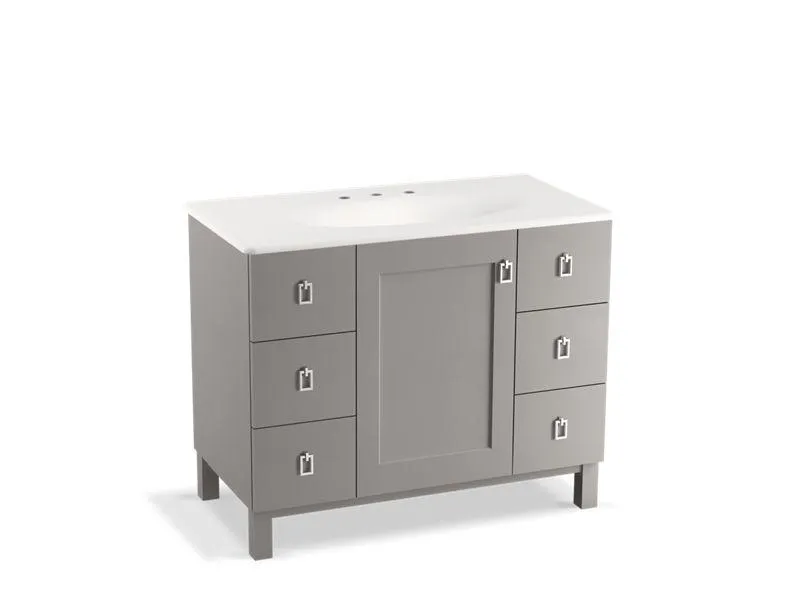 KOHLER K-99562-LG-1WA Poplin 42" bathroom vanity cabinet with legs, 1 door and 6 drawers