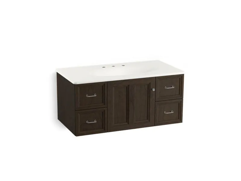 KOHLER K-99563-1WB Damask 42" wall-hung bathroom vanity cabinet with 1 door and 4 drawers