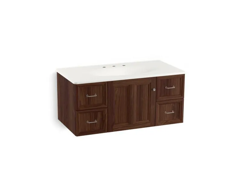 KOHLER K-99563-1WB Damask 42" wall-hung bathroom vanity cabinet with 1 door and 4 drawers