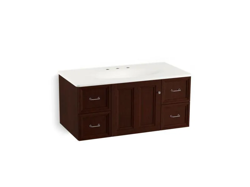 KOHLER K-99563-1WB Damask 42" wall-hung bathroom vanity cabinet with 1 door and 4 drawers