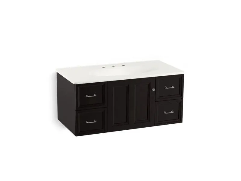 KOHLER K-99563-1WB Damask 42" wall-hung bathroom vanity cabinet with 1 door and 4 drawers