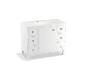 KOHLER K-99564-LG-1WA Jacquard 42" bathroom vanity cabinet with furniture legs, 1 door and 6 drawers