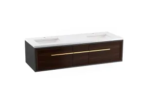 KOHLER K-CM33567-BD1 Lodern 60" wall-hung bathroom vanity cabinet with sinks and quartz top