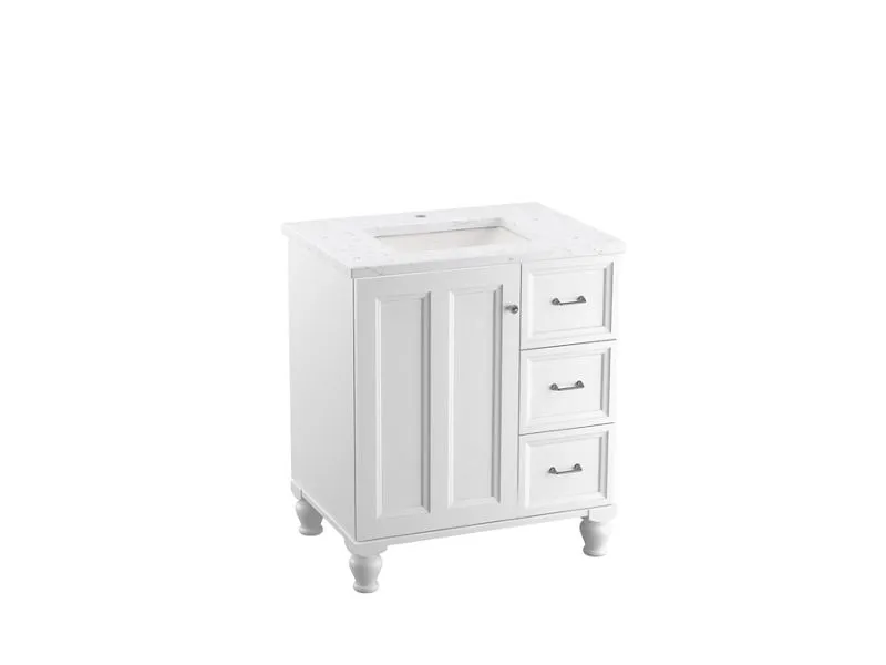 KOHLER K-CM99517-BD1 Damask 30" bathroom vanity cabinet with sink and quartz top