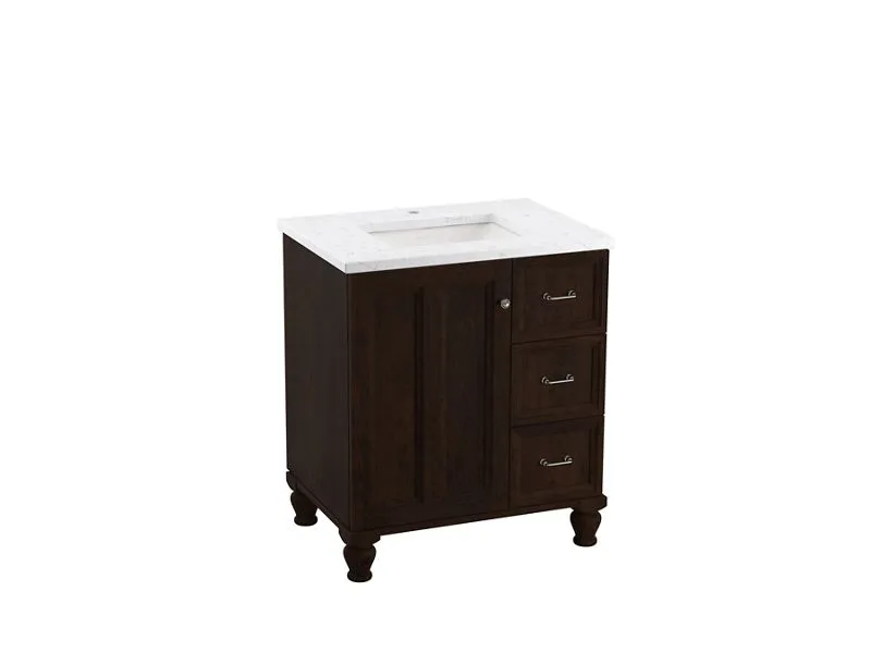 KOHLER K-CM99517-BD1 Damask 30" bathroom vanity cabinet with sink and quartz top