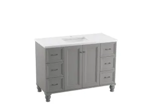 KOHLER K-CM99522-BD1 Damask 48" bathroom vanity cabinet with sink and quartz top