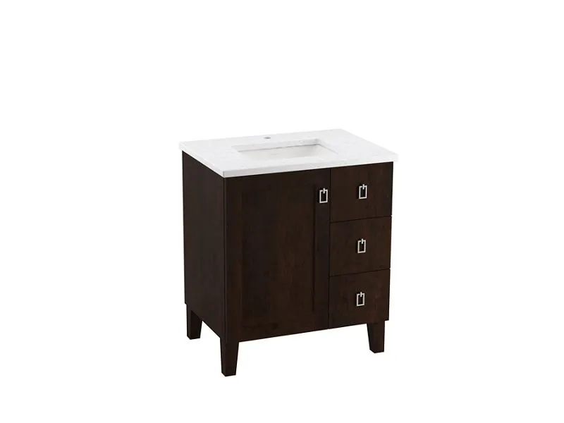 KOHLER K-CM99530-BD1 Poplin 30" bathroom vanity cabinet with sink and quartz top