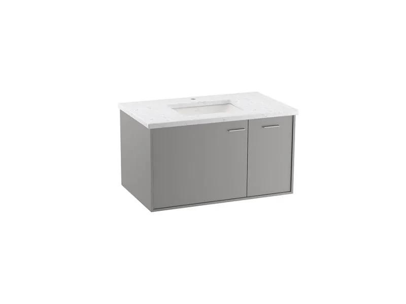 KOHLER K-CM99543-BD1 Jute 36" wall-hung bathroom vanity cabinet with sink and quartz top