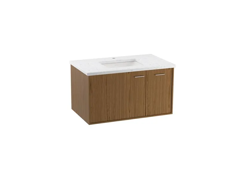 KOHLER K-CM99543-BD1 Jute 36" wall-hung bathroom vanity cabinet with sink and quartz top