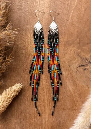 La Flesche Black Native Beaded Earrings