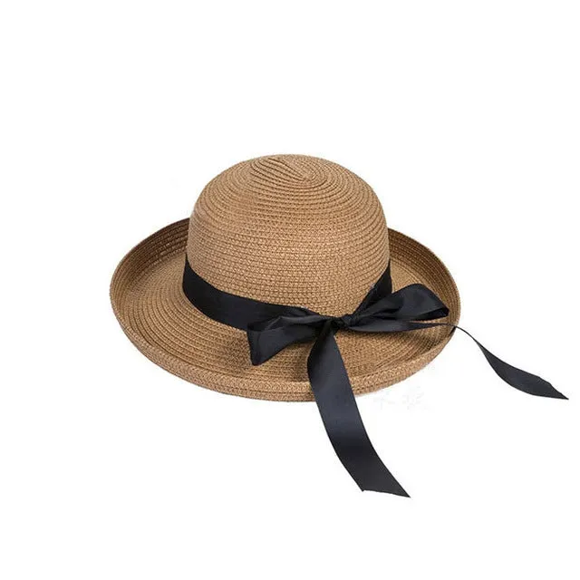 Ladies Straw Bowler Sun Hat