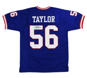 Lawrence Taylor Signed New York Custom Blue Jersey