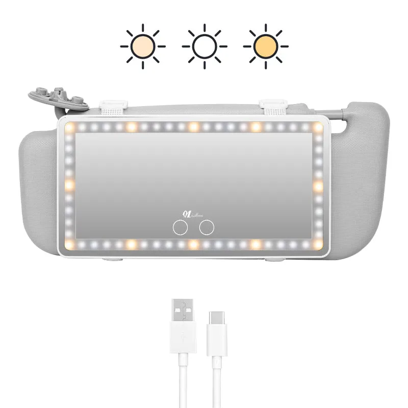 LED Car Vanity Mirror with Holder for Vehicle Sun Visor Beauty Mirror