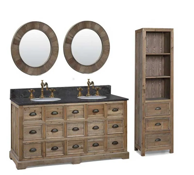Legion Furniture 61" Solid Recycled Fir Double Vanity Set