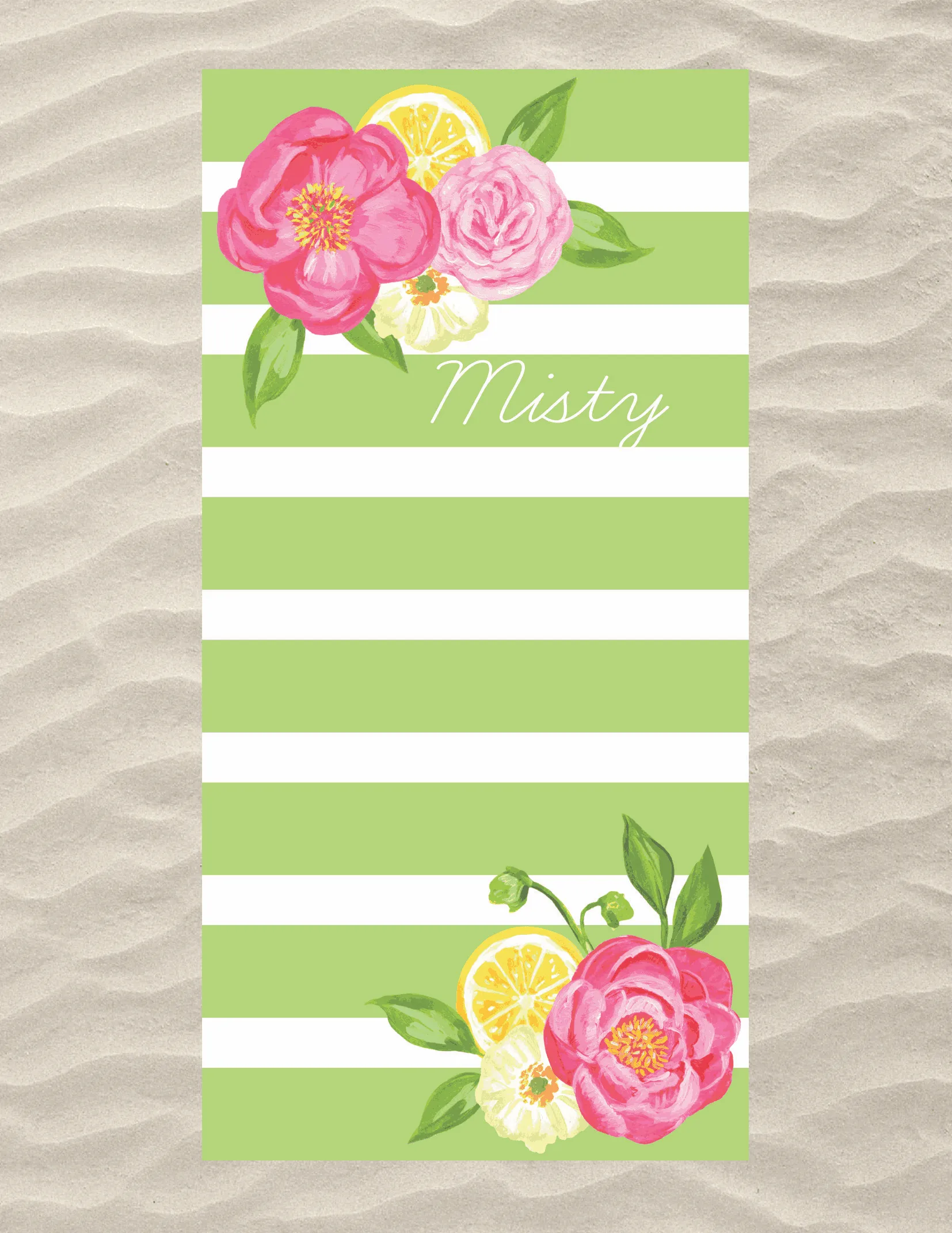 Lemon Floral Stripe Beach Towel
