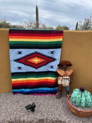 Lite blue FANCY DIAMANTE Blanket OR Area Rug