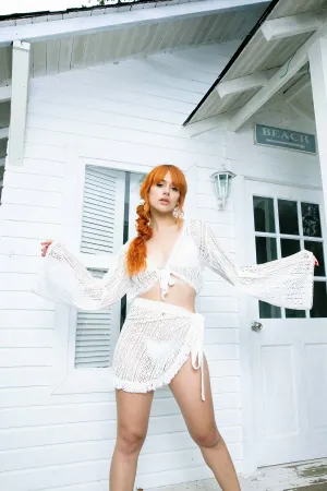 Long Sleeve Crochet Crop Top