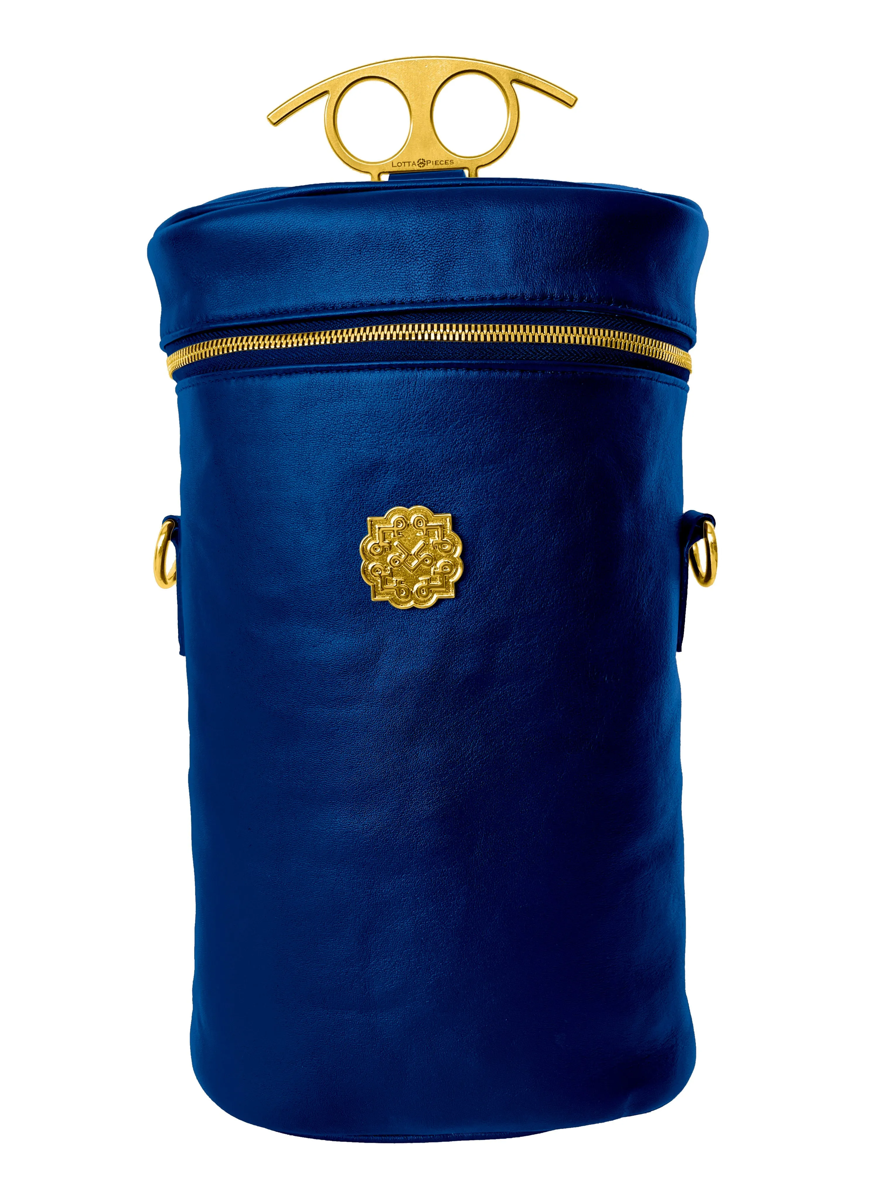 Lotta Pieces | Luxury Leather Wine Bottle Carrier Tote Bag With 007 Metal Handle