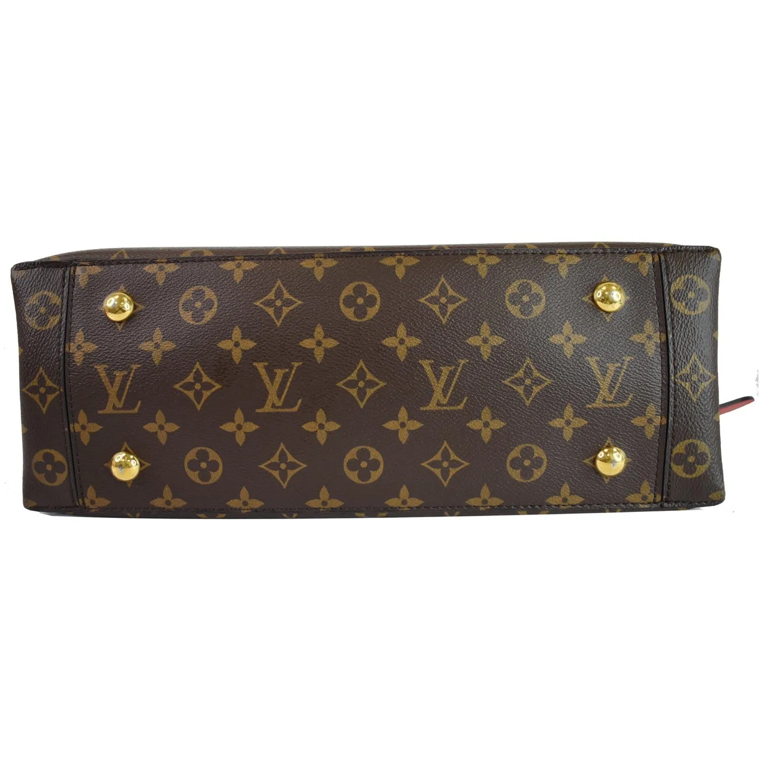 LOUIS VUITTON Flower Monogram Canvas Tote Bag Brown/Red