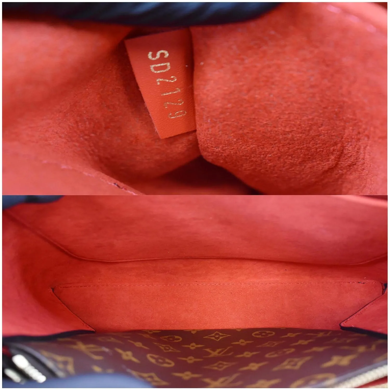 LOUIS VUITTON Flower Monogram Canvas Tote Bag Brown/Red
