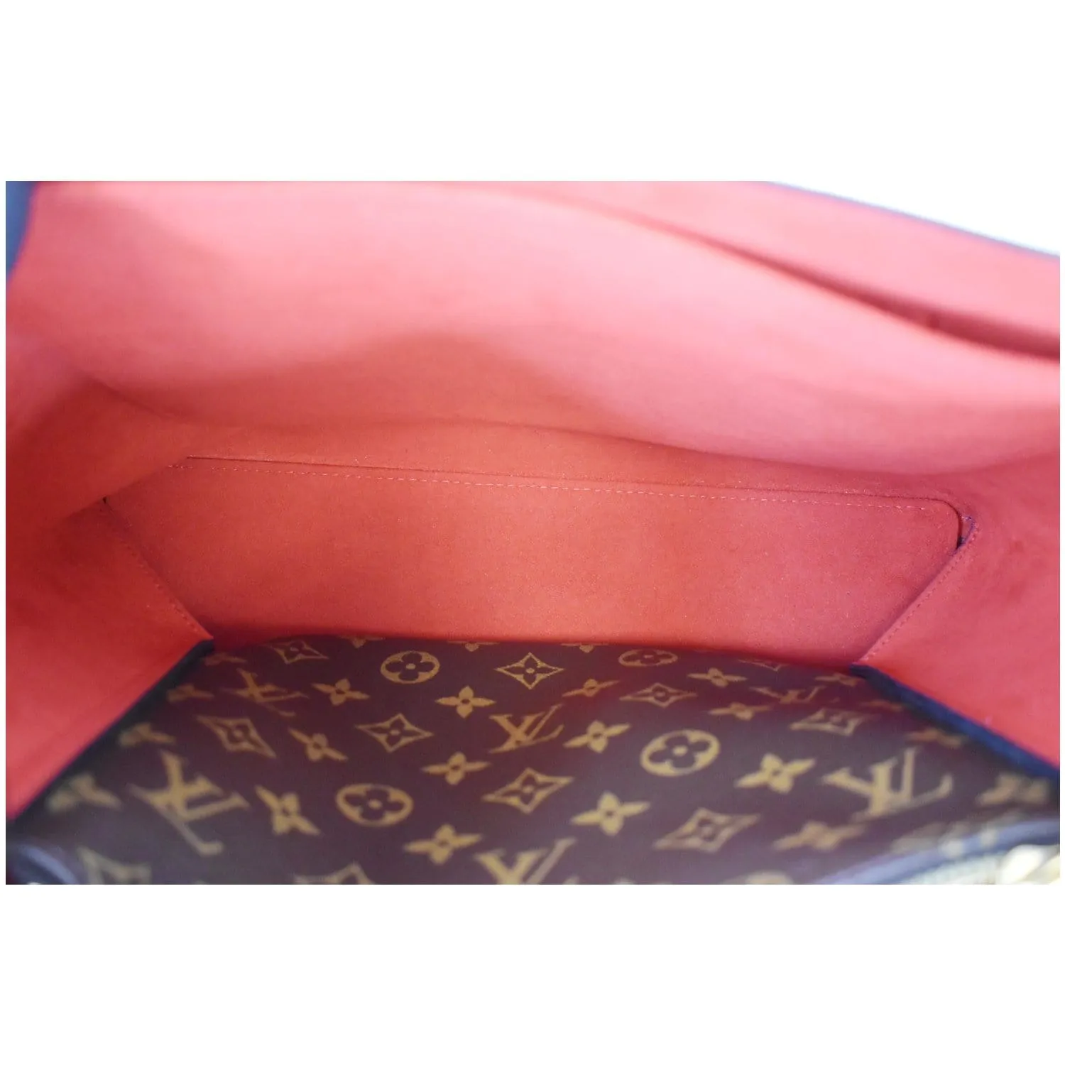 LOUIS VUITTON Flower Monogram Canvas Tote Bag Brown/Red