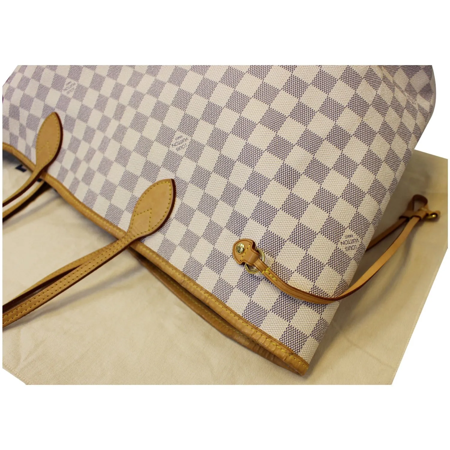 LOUIS VUITTON Neverfull GM Damier Azur Tote Shoulder Bag White