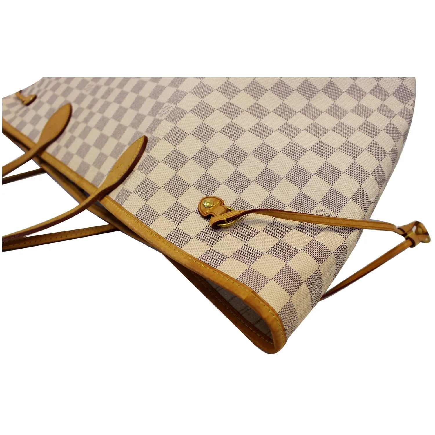 LOUIS VUITTON Neverfull GM Damier Azur Tote Shoulder Bag White