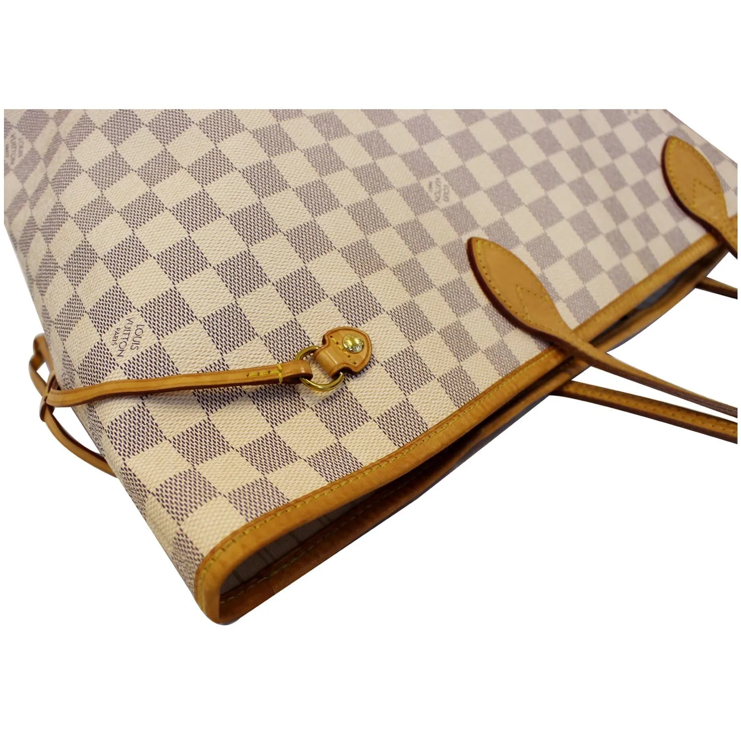 LOUIS VUITTON Neverfull GM Damier Azur Tote Shoulder Bag White